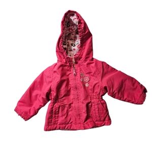 Oshkosh B'Gosh Pink Hooded Jacket with Floral Embroidery
